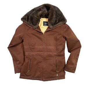NILS Brown Ski Skiing Luxury Snow Coat Faux Fur Collar Lining Women's Size 8